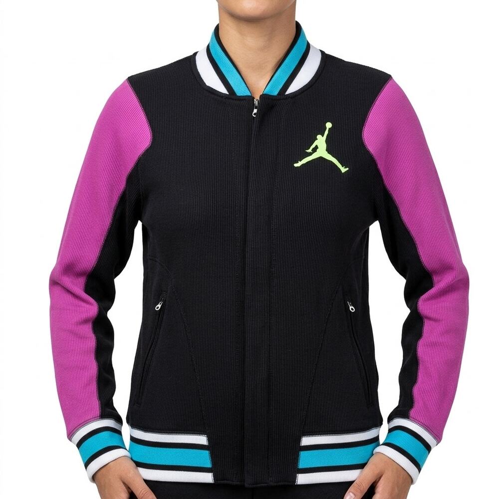 Air Jordan Fuchsia Black Blue White Colorblock Jumpman Logo Track Jacket Size S - Picture 2 of 15